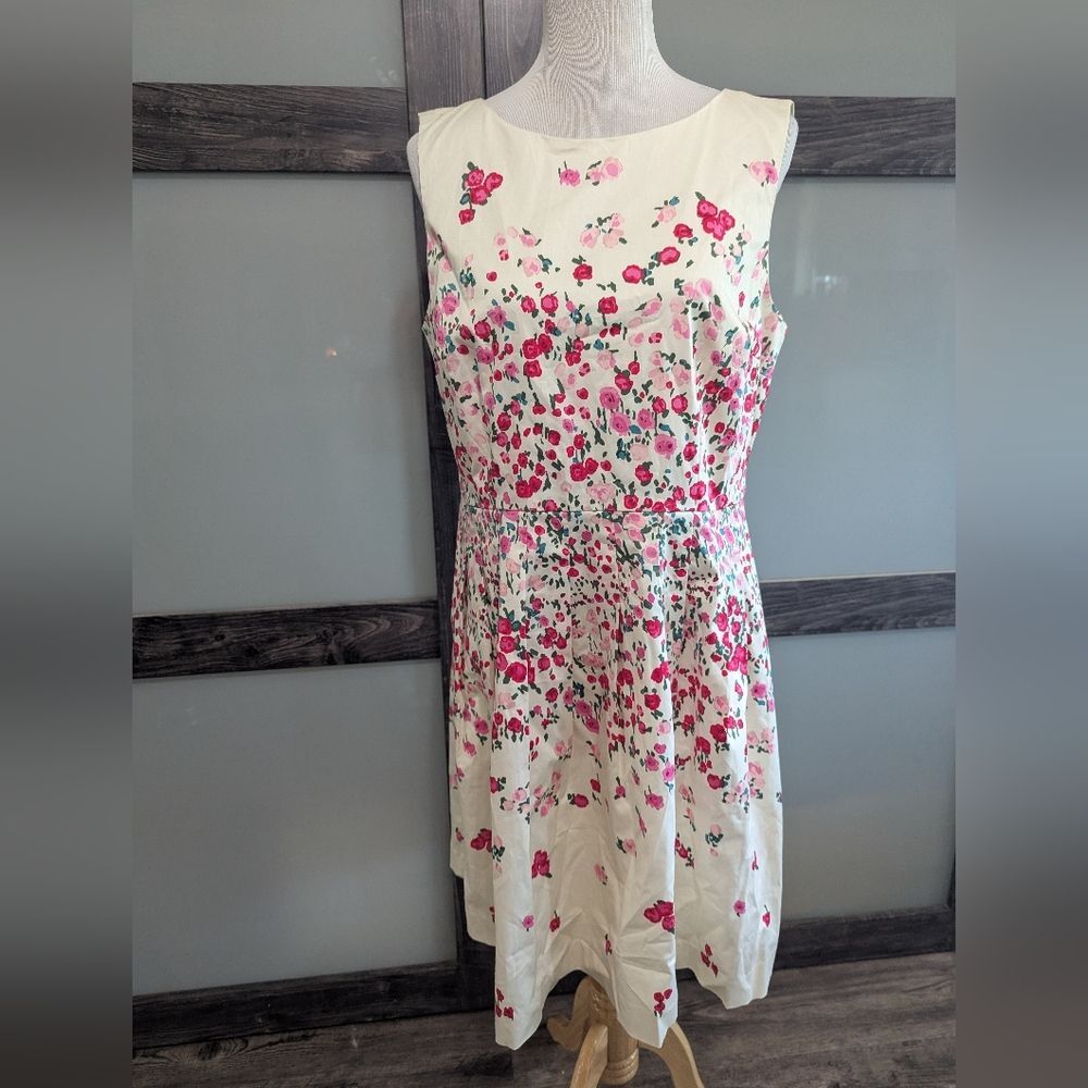 Talbots RSVP Rose Garden Fit And Flare Dress preppy feminine size 14 petite